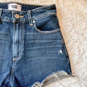 Paige High Rise Denim Cut Off Shorts